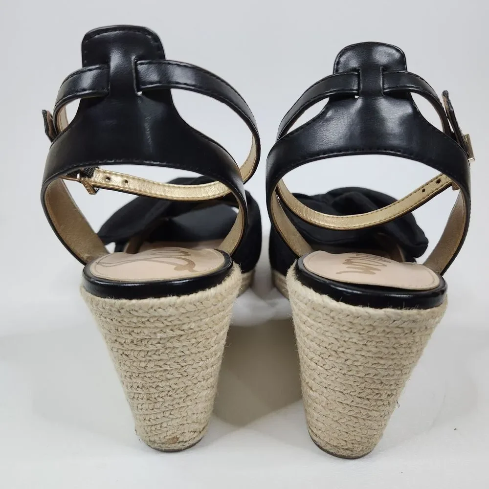 Sam Edelman Aubrey Wedge Sandals Espadrille Strappy Chic Bow Buckle Womens Sz 10
